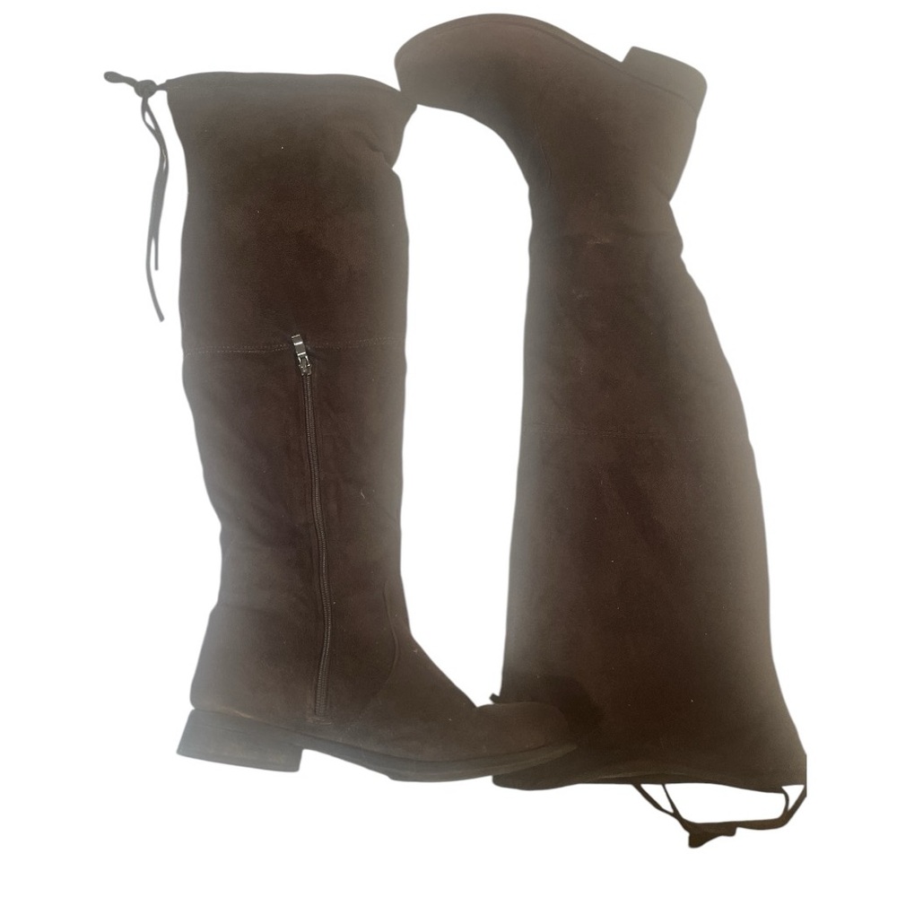 Journee Collection Boots over knee in dark brown suede like material size 8